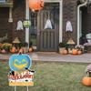 Happy Halloween Garden Decor - Teal Pumpkin Allergy Friendly Yard Signs for Outdoor Cute Ghost Decorations for Lawn Patio Pathway Plastic Backyard