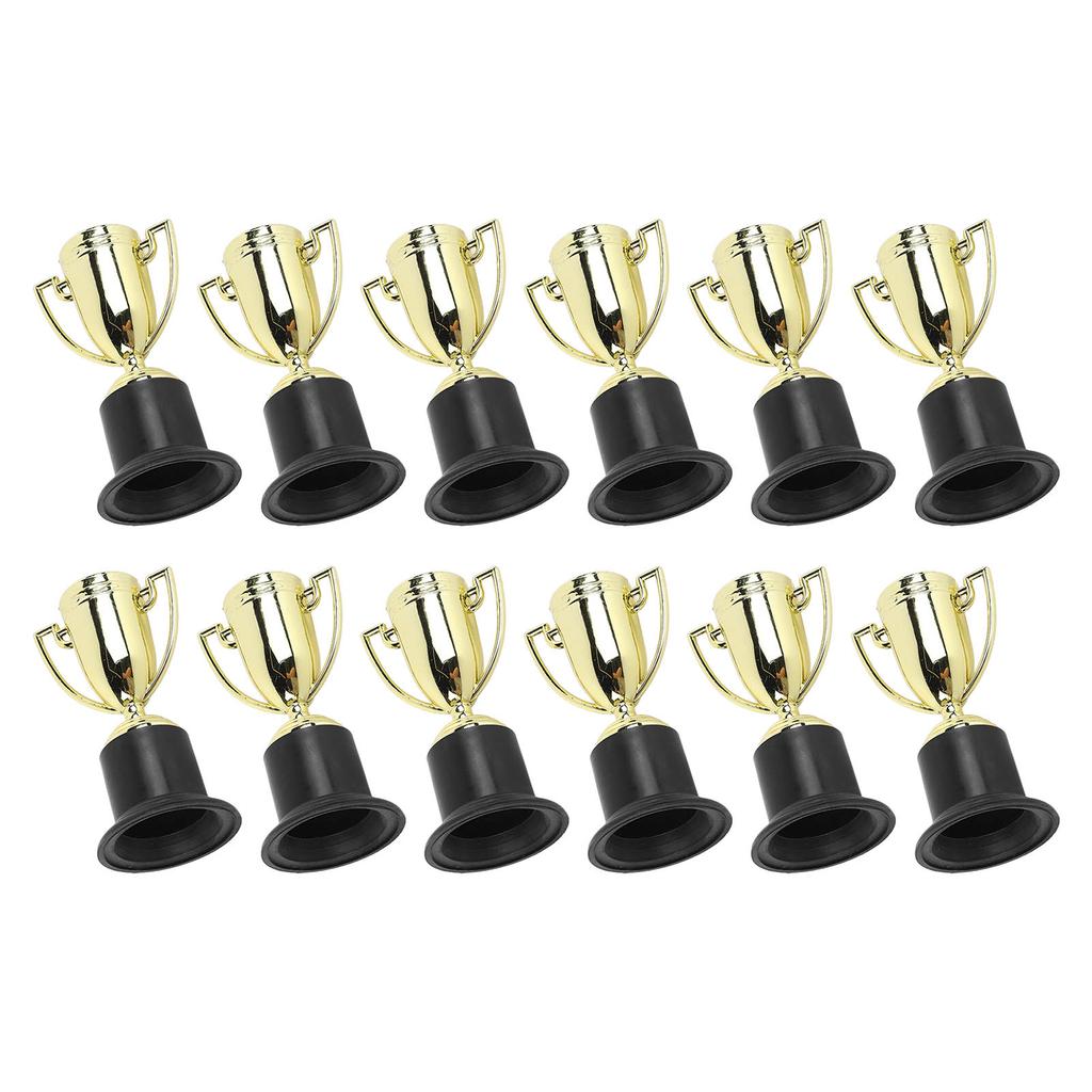 12Pcs Mini Trophies Bright Color Strong Plastic Stable Base Light Weight Gold Award Trophies for Kids School Party