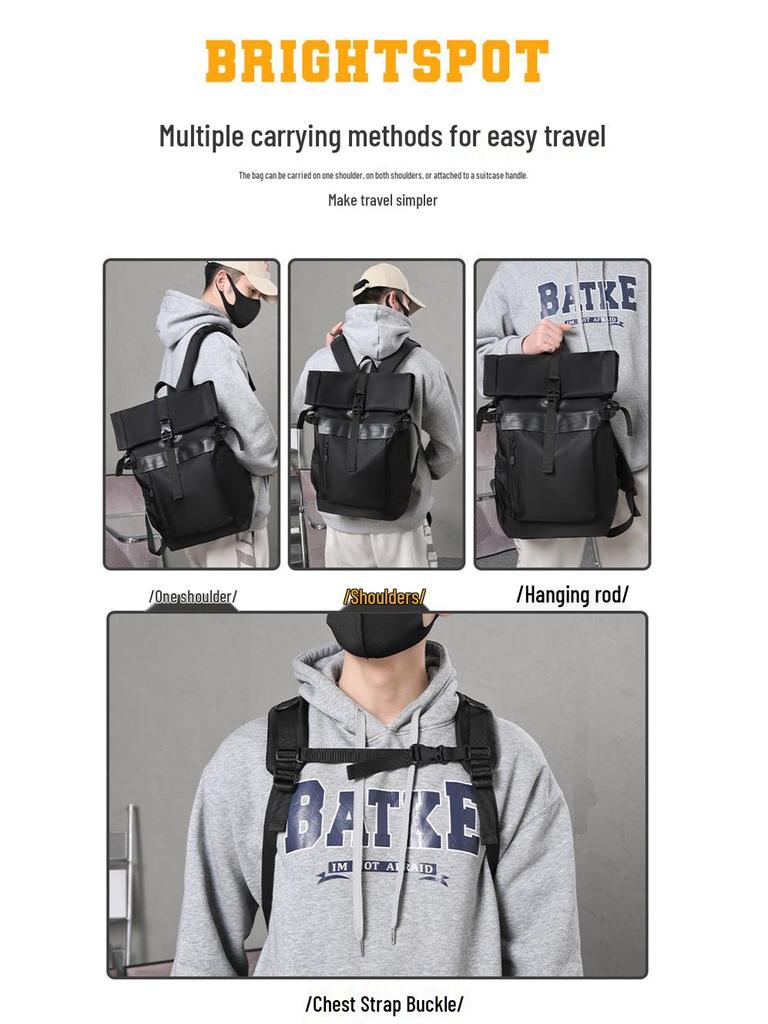 Men's Korean Style Multi-functional Waterproof Backpack for College, Travel, and Outdoor Use