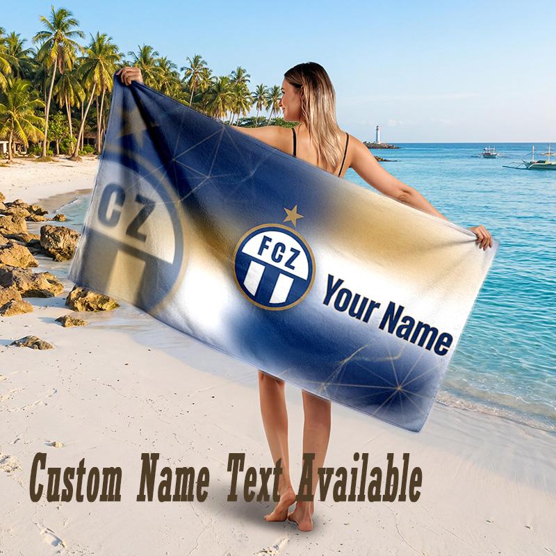 FC Zürich Design Beach Towel Custom Text Large Towel for Beach Vacation