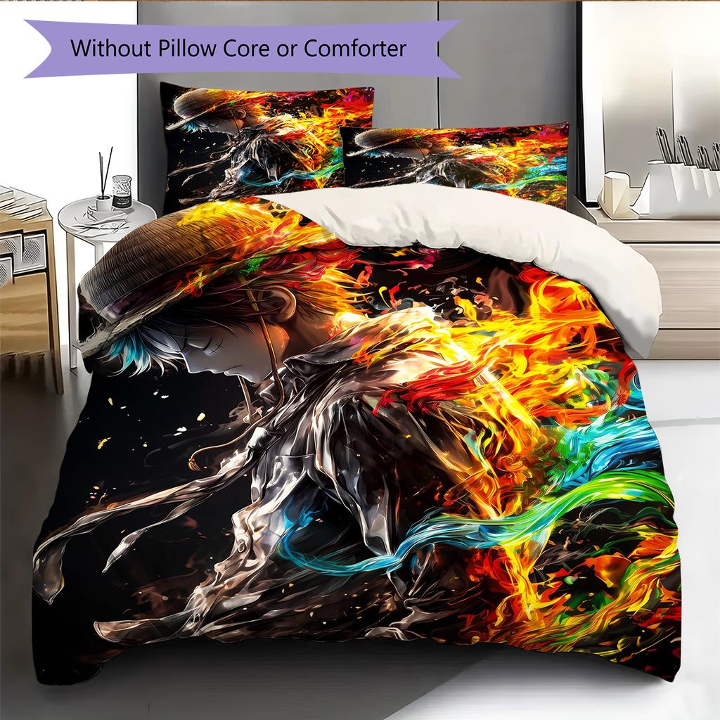 Cartoon Pattern Bedding Quilt Set Quilt Cover Pillowcase Home Decoration Birthday Gift (1 * Duvet Cover + 2 * Pillowcase, Without Core)