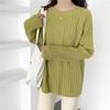 Lazy Style Korean Early Autumn Gray Round Neck Loose Sweater Knit Top 2025
