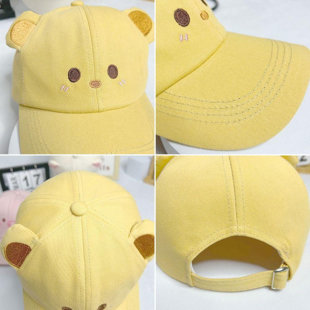 Fashion Embroidery Sunshade Duckbill Caps Adjustable Cartoon Sunshade Hat Pink Pig Baseball Cap for Women