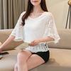 Frühling Sommer Damen Blusen Fledermausärmel Blumenspitze Chiffonbluse Aushöhlen Blusen Übergröße Shirts Damen Shirt Tops