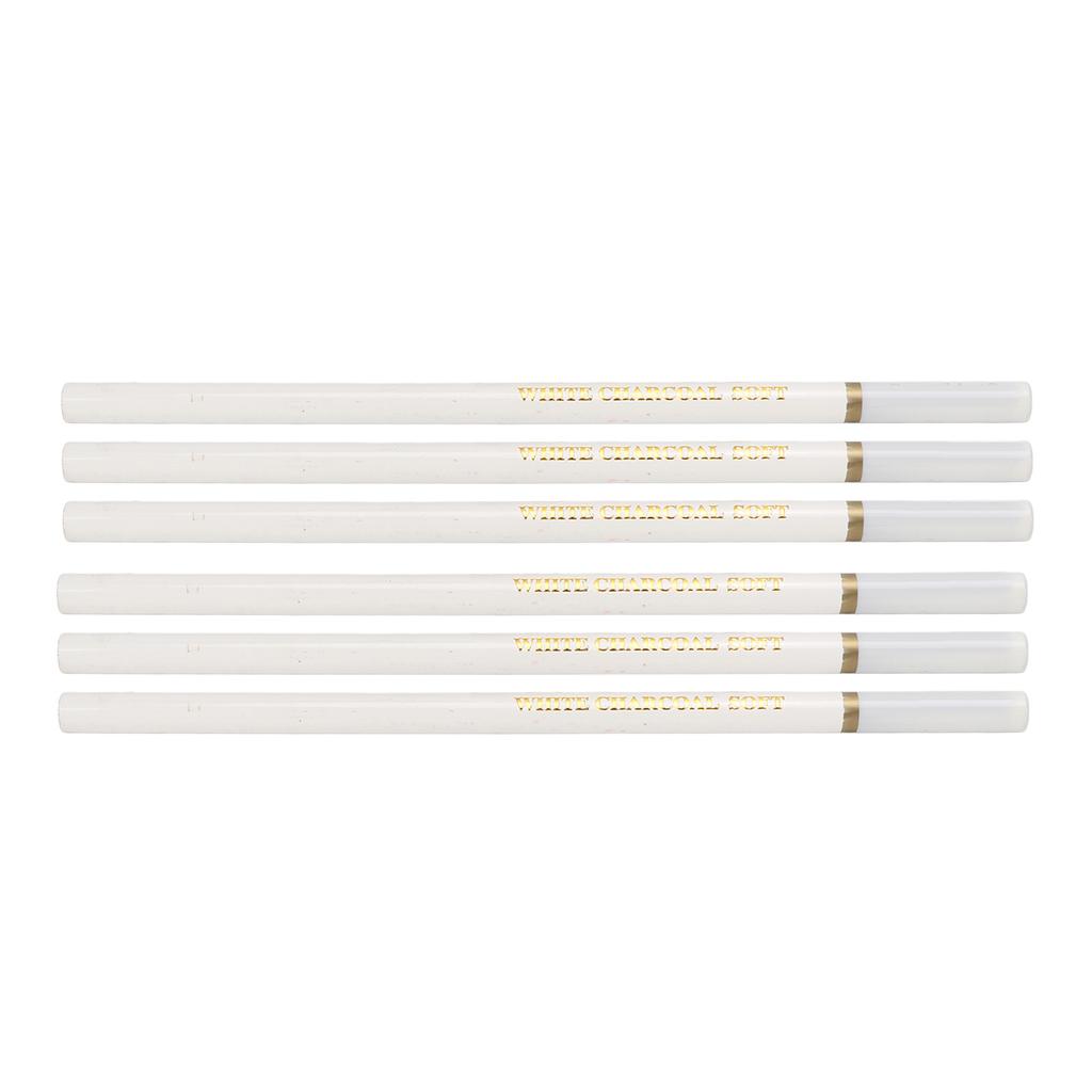 6 Pcs White Charcoal Pencil Non Toxic Environmentally Friendly Sketch Soft Medium Hard High Gloss