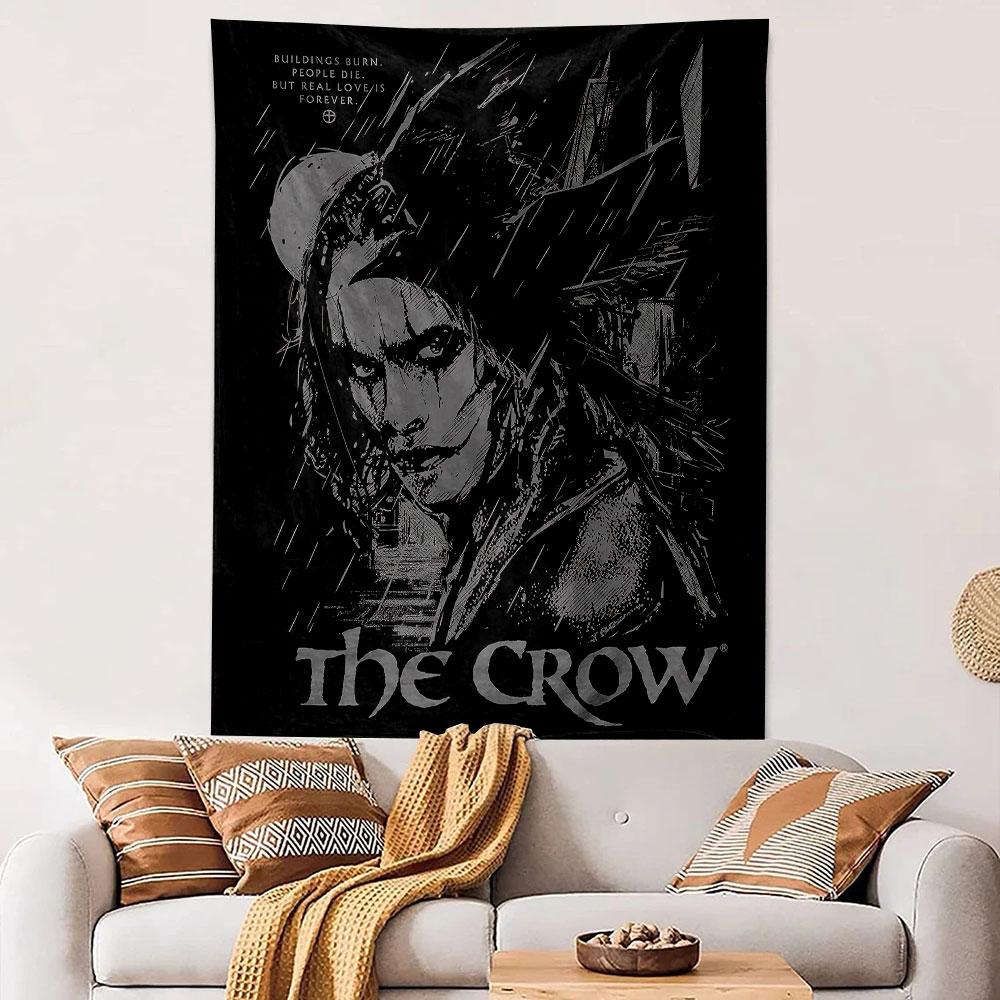 The Crow Gothic Tapestry Wall Hanging, Dark Hero Movie Art, Cult Film Wall Decor for Bedroom Man Cave