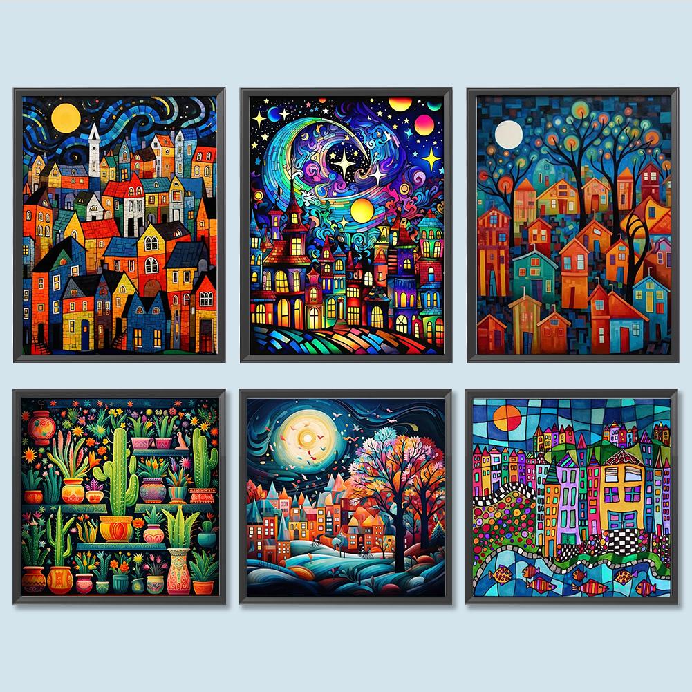 

5D DIY Full Round Drill Diamond Painting Colorful Cacti Art Kit House Home Decor оранжевый