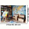 2D Classroom Art Studio Background, Painter's Easel & World Map Backdrop
