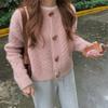 Retro Solid Color Horn Button Sweater Jacket Autumn and Winter New Casual Lazy Wind Soft Waxy Gentle Sweater Twist