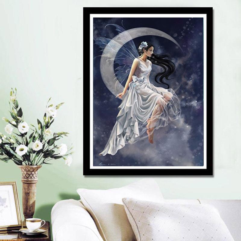 

HUACAN 5D DIY алмазная живопись Луна девушка вышивка крестиком ремесло домашний декор стикер на стену 30*40 cm