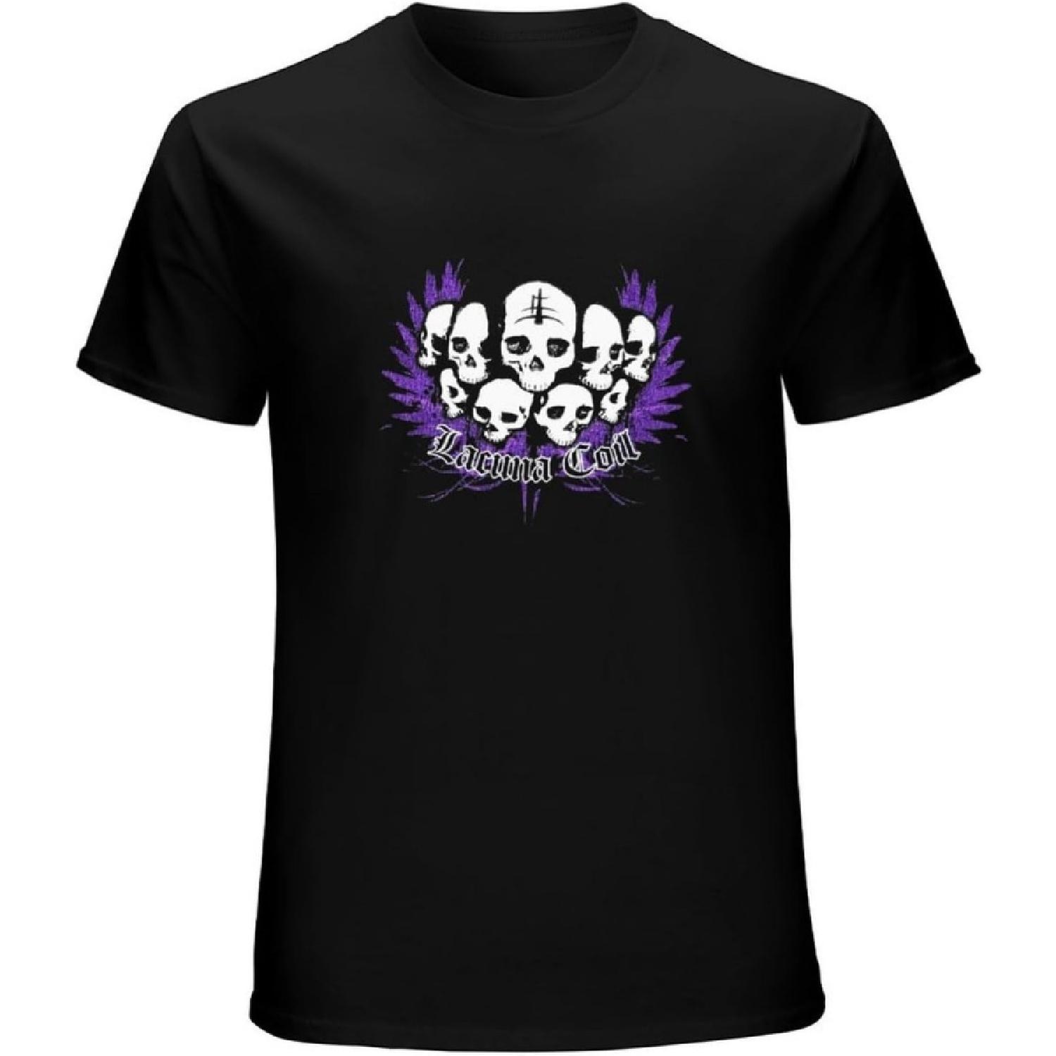 XIANGCUIJIAO Lacuna Coil Кластер Черепов Символ Логотип Группа Мерч Винтажная Футболка С Коротким Рукавом Забавный Топ Черный S