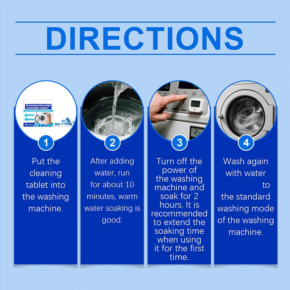 12PCS Washing Machine Cleaner Tablets For Bathroom Front Top Load Washer Deep Clean Powerful Stain Removal Odor Eliminator Tools