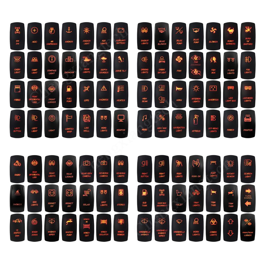 12V-24V Orange Led Rocker Switch Waterproof 20A Amber Light SPST DPDT Toggle Key for Car Boat ATV Camper Motorhome Auto Machine Switches4