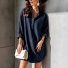 Lässiges Damen-Hemdblusenkleid mit Umlegekragen Locker geschnittenes Midikleid für den Alltag
