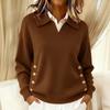 Women's Fashion Casual Button Down Long Sleeve Loose Fit Top