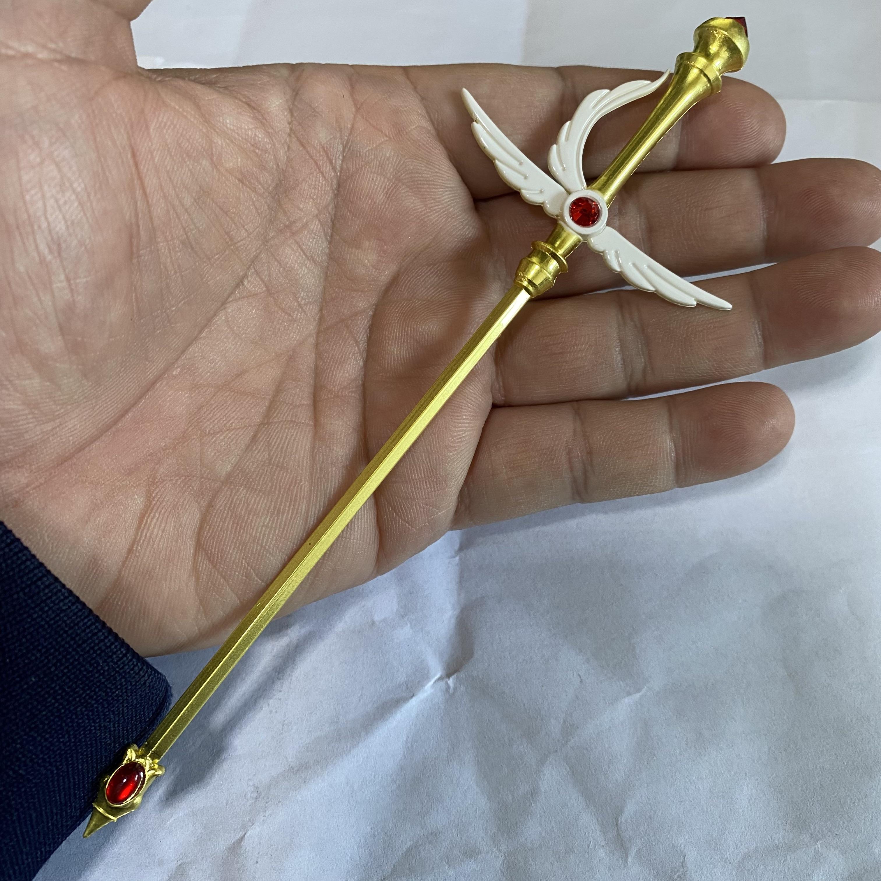 Card Captor Sakura CLEAR CARD Kinomoto Clow Card 16cm/6.3   Staff Model Toy Key Chain/Ring 16cm