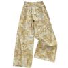 Retro Tie-Dye Floral Denim Jeans: Unisex, Flared, Drapey Straight Wide-Leg, Floor-Length, Spring/Summer 2025, American Design.