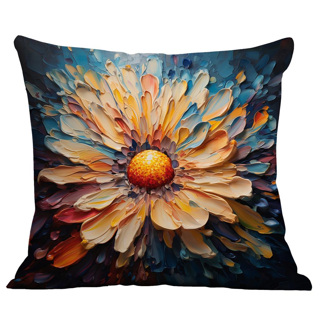 New Flower Pillowcase Imitating Three-dimensional Oil Painting Style Creative Floral Home Living Room Sofa Cushion Pillowcase