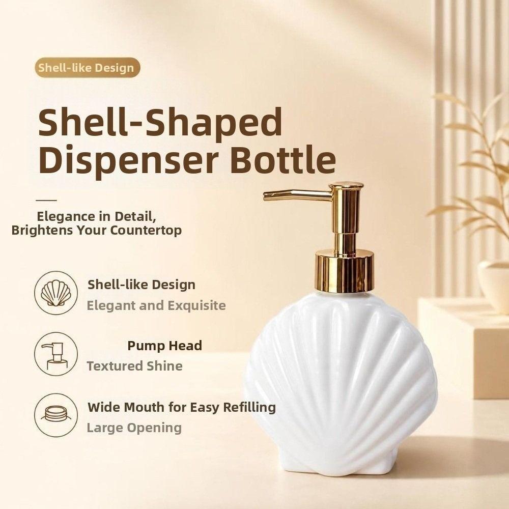 Glas Muschelförmiger Seifenspender 360ml Flüssigseifenbehälter Moderner Händedesinfektionsmittelhalter Hotel