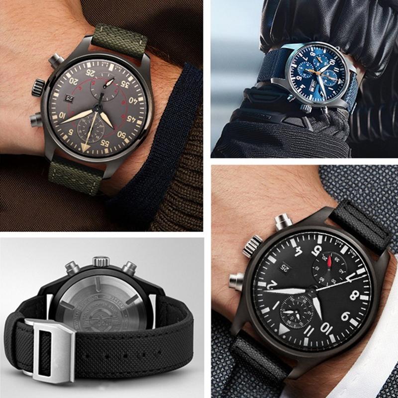 Nylon Canvas Watch Strap for IWC Pilots Portugal Portofino Fabric Cowhide Bottom Watch Chain Men Women Watchband 20mm 21mm 22mm