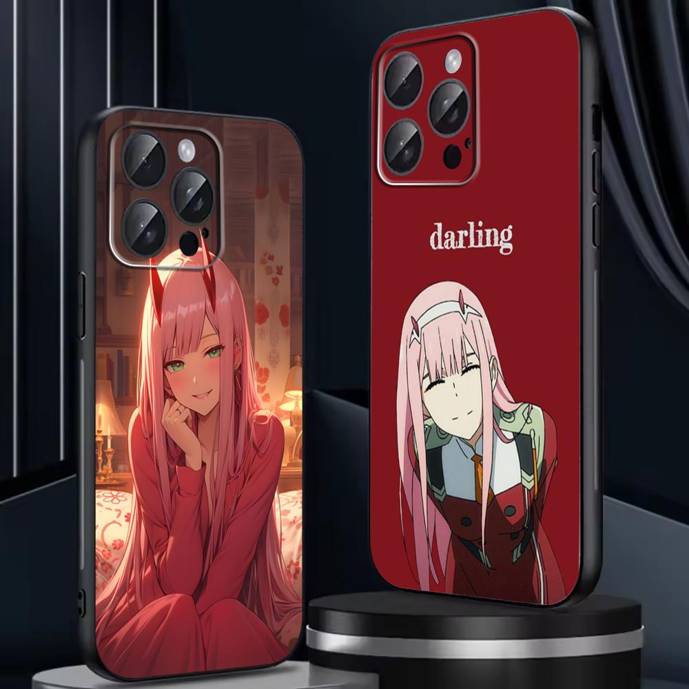 Cute Zero Two Anime Cool  Phone Case For iPhone 16 16e 15 14 13 12 11 Plus Mini Pro Max Soft Black Shockproof Cover