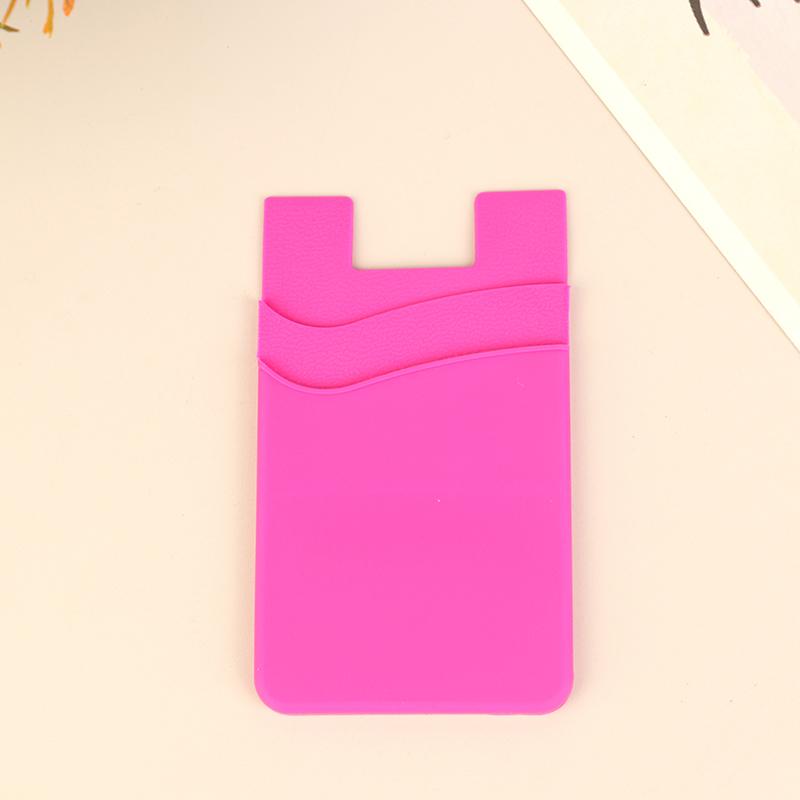 Double-Layer Silicone Mobile Phone Back Pocket Card Holder Case Pouch Adhesive Sticker Phone Back Cover Id Card Wallet Pocket