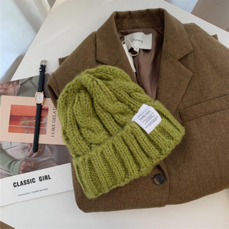 Ding Walk Candy Colored Twist Wool Hat for Women Trendy Autumn and Winter Retro Versatile Warm Ear Protection Cold Hat
