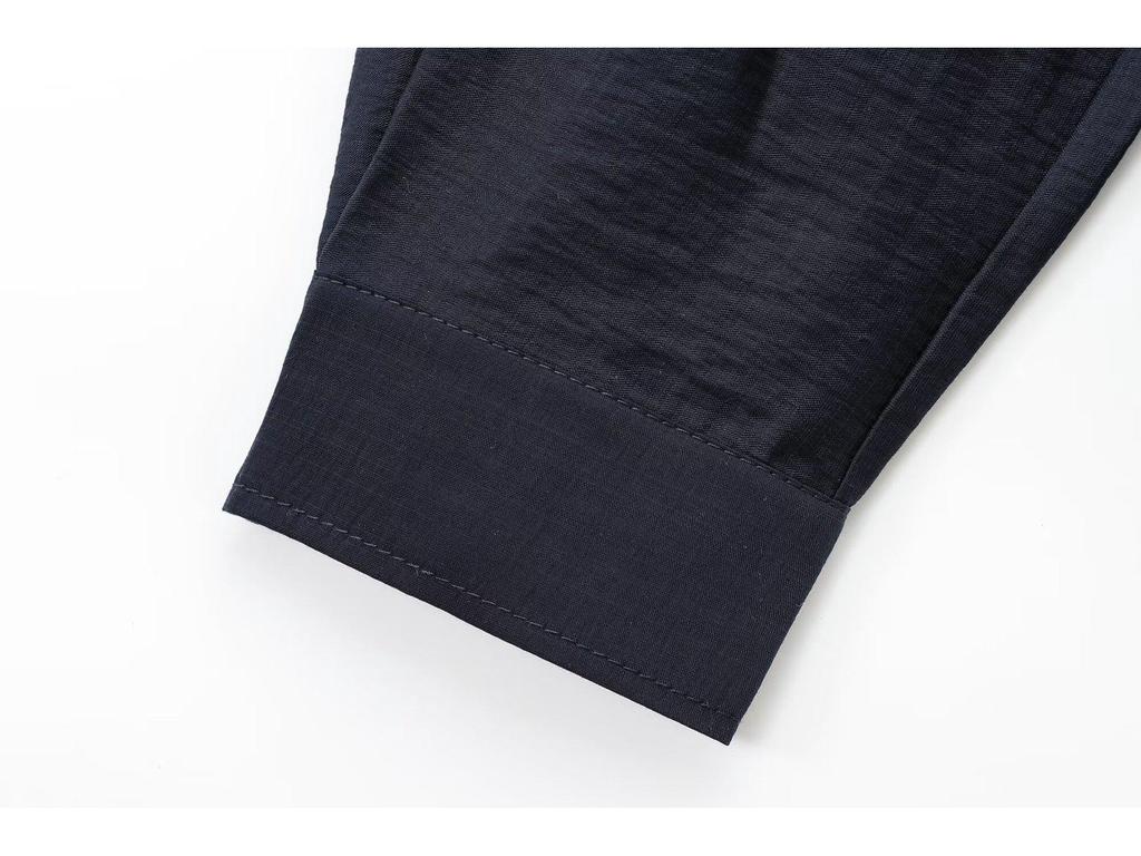 2024 Winter Women's European & American Style Pleated Satin Long Sleeve Shirt