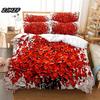 3D Rote Rose Bettwäsche Bettbezug Bettsets für Doppel Ehe Hochzeit Schlafzimmer Bettwäscheset King Valentinstag Steppdeckenbezugset
