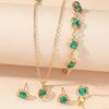 4Heart-shaped Luxury Set, New Creative Fashion, Shiny and Simple Necklace, Earrings, Ring, Bracelet, Party Commemorative Jewelry, Multifunctional