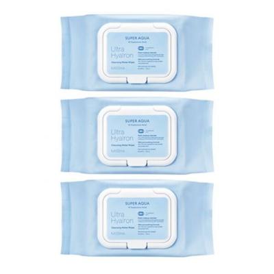 Missha (2+1) Super Aqua Ultra Hyalon Cleansing Water Tissues 30 Sheets, 3 Pieces