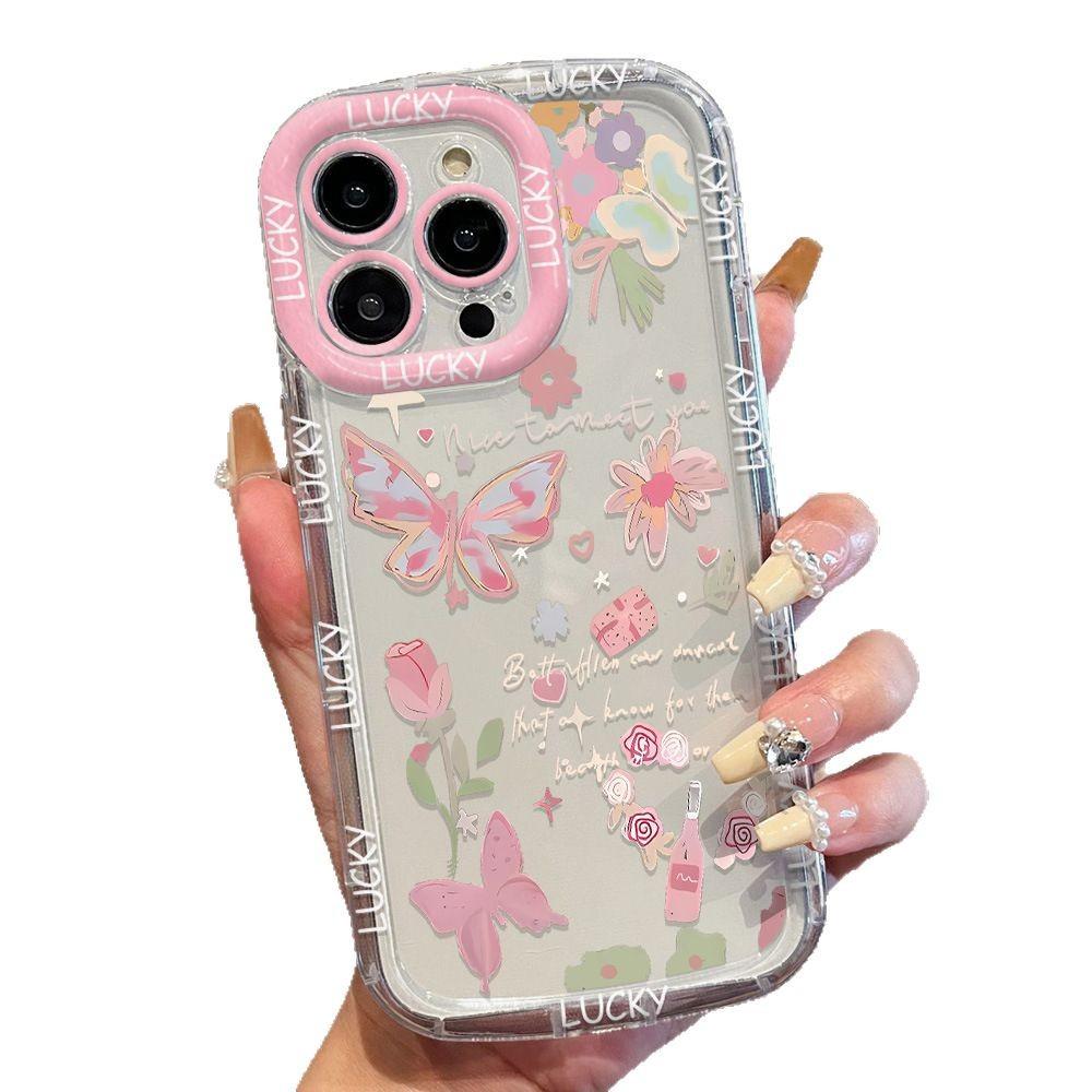 Personalized and creative butterfly flowers for iPhone17 mobile phone case 14 Apple 13 fine hole 12/15 advanced 16th generation