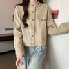 Plus Size 2025 Korean Spring Suede Slimming Long Sleeve Short Jacket for Women