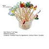 Natural Bamboo Skewers 100PCS Disposable Cocktails Picks, Stick, with Beach Fruits Eco-friendly Food Tags Palm Trees Decoration, Fruit Picks