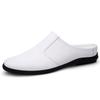Fashion Hot Sale Men's Genuine Leather Muller Shoes Simple Loafers Breathable Half Drag Lightweight Slippers Business Office Lzy Shoes