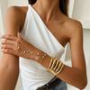 Punk Metall Textur Glattes Offenes Armband, Süße Und Coole Imitation Perlen Kristall Kette Fingerarmband