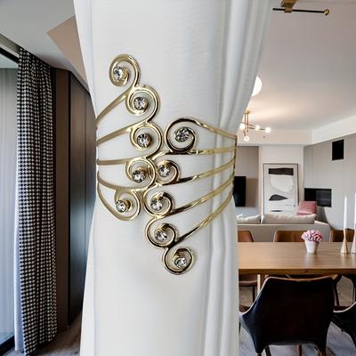 2ks Elegantní závěsy na závěsy ze slitiny s kamínkem, snadná instalace, do ložnice, koupelny, obývacího pokoje, kanceláře, klasické luxusní domácí dekorace