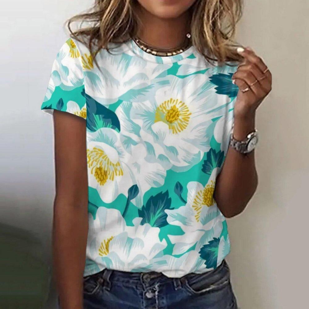Beautiful Flower 3D Print T-shirts Women Streetwear Casual Fashion Y2k Short Sleeve T Shirt O-neck Kids Tees Tops Clothing