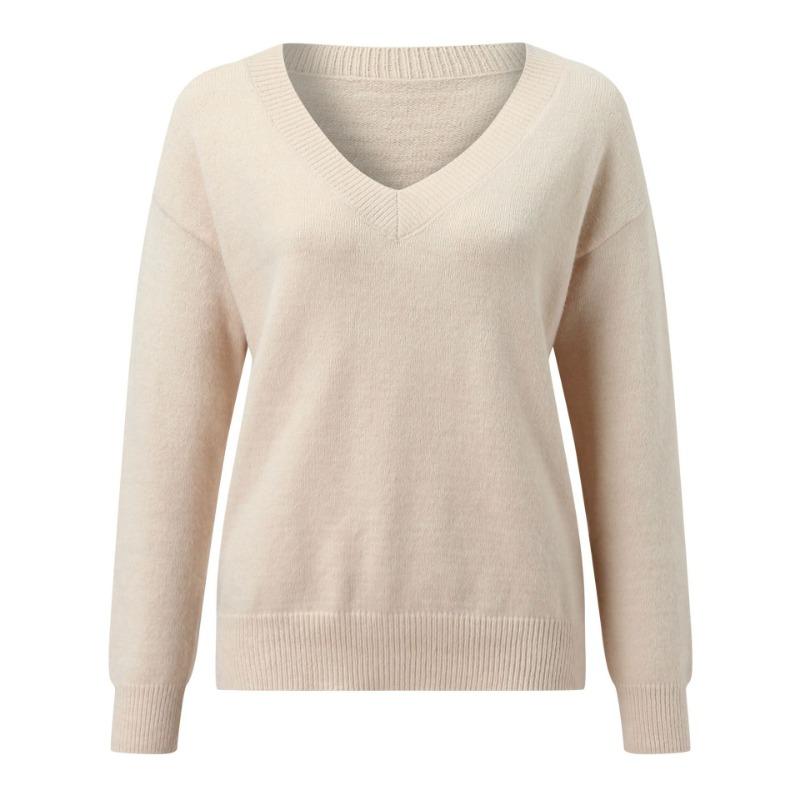 Women S Long Sleeve V Neck Loose Knit Pullover Sweater