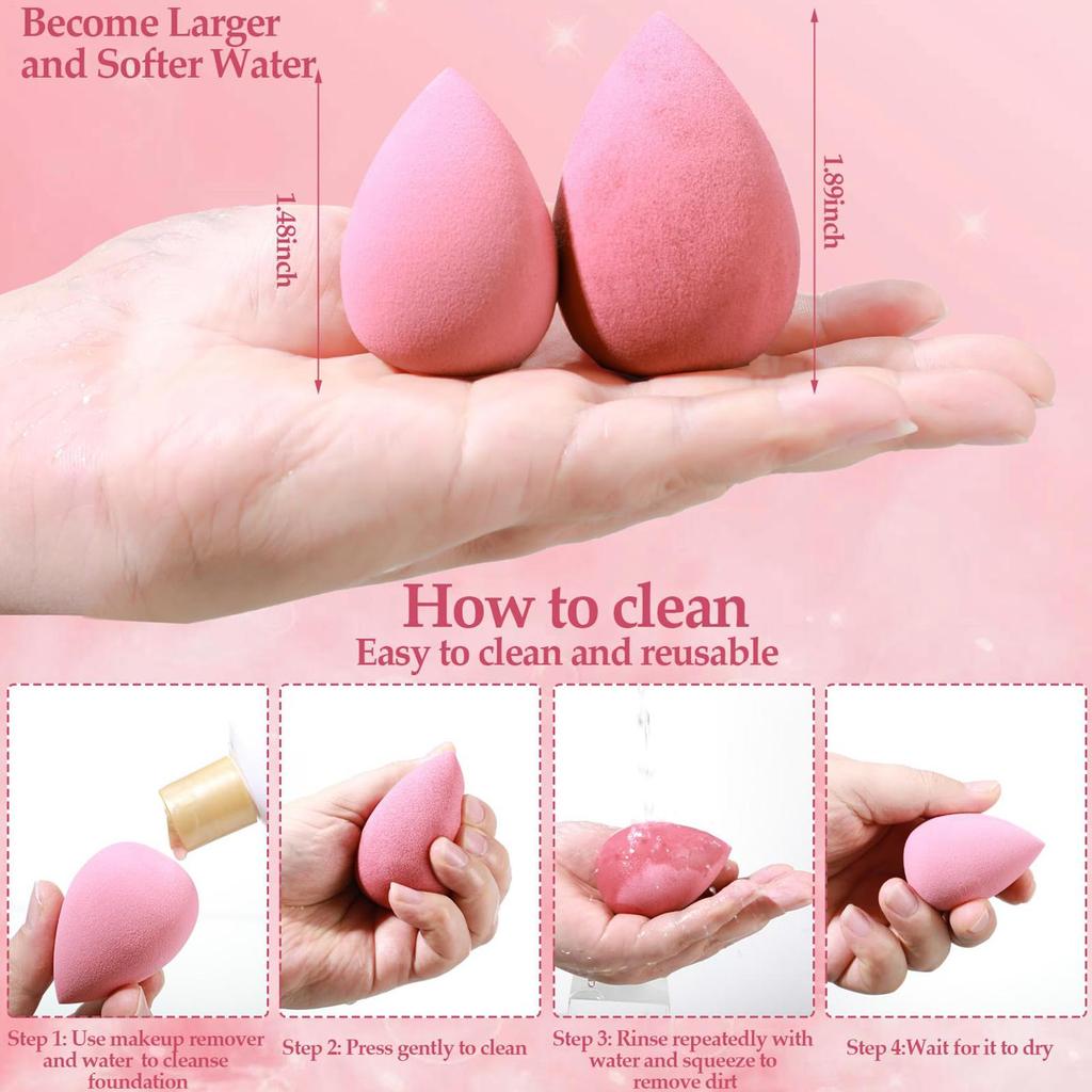 14pcs/set Mini Make Up Sponges Makeup Sponge Cosmetic Soft Beauty Sponge Powder Puff Long Lasting Beauty Sponge Wet Dry Use