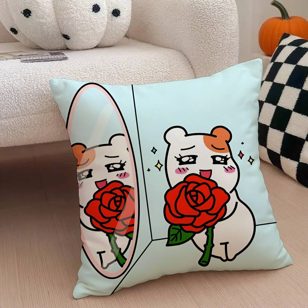 Ebichu Pillow Case Anti-Dustmite Pillowcase Invisible Zipper Silky Short Plush Sofa Cushion Cover