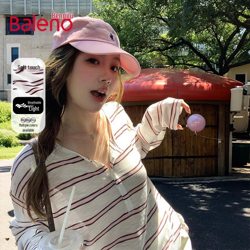 

Baleno Women s Striped Henley Long-Sleeve Top L