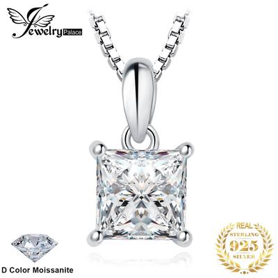 JewelryPalace Moissanit D Farbe 1ct Prinzessin 925 Sterlingsilber Anhänger Halskette für Frau Ohne Kette Gelb Roségoldplattiert