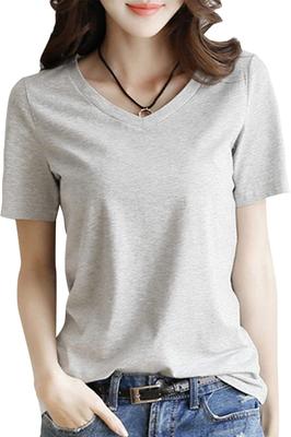 Neiman με Κοντό Μανίκι Κομμένο και Ραμμένο και Ιδανικό για και Όλο τον Χρόνο Εύκολο στην Κίνηση Γκρι Μέγεθος T-Shirt με V-Λαιμόκοψη, Μονόχρωμο, Απλό, Μπλούζα, Ενήλικας, Κομψό, Χαριτωμένο, Χαριτωμένο,