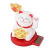 Solar Powered Lucky Cat Rotating Base Fortune Cat Statue for Car Dashboard Checkstand Desktop