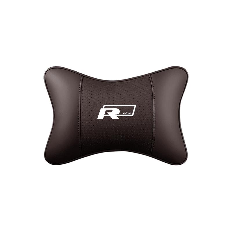 hijk1 Car Seat Leather Headrest Neck Cushioning Support Head Pillow For VW GTI Polo Golf Passat Tiguan Arteon Touareg CC Taigo Caddy