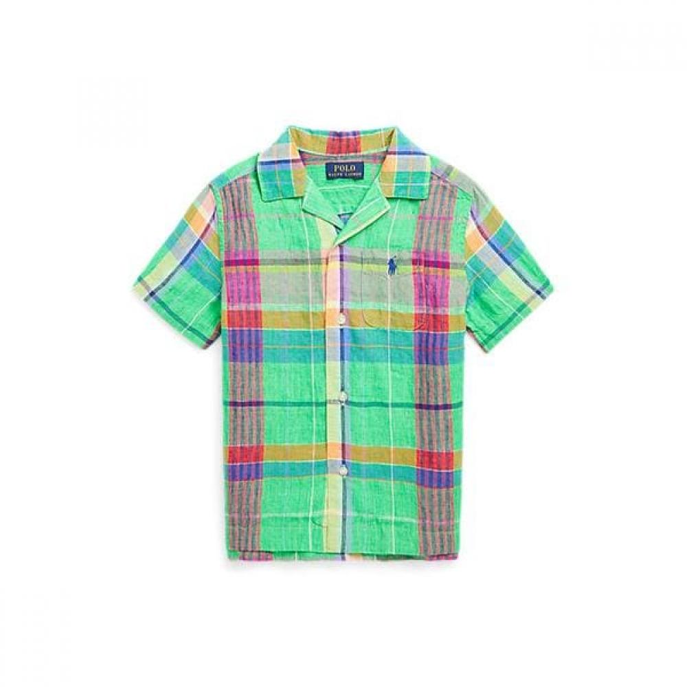Polo Kids Plaid Linen Camp Shirt Cwpowovt6820386999 2T