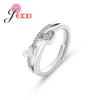 Genuine 925 Sterling Silver Love Heart Shape Finger Rings For Women Girls Band Engagement Statement Wedding Jewelry Anel