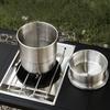 New Stainless Steel Micro-Pressure Camping Pot Home Outdoor Foldable Portable Cooking Pot with Lid, Compatible with Most Stoves