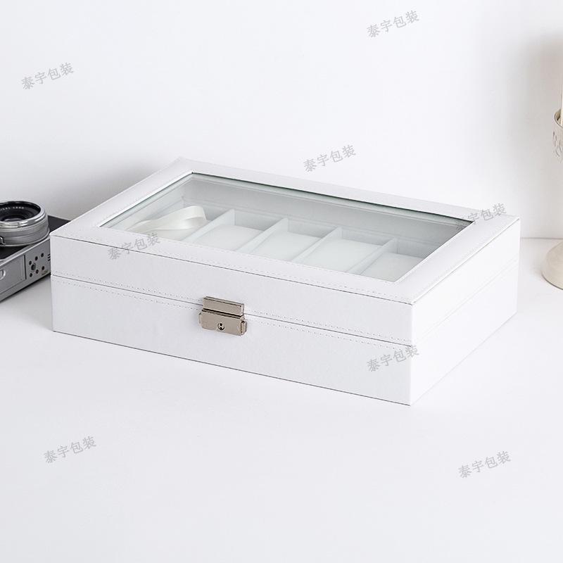 White Wooden 12-Slot Watch and Jewelry Display Case